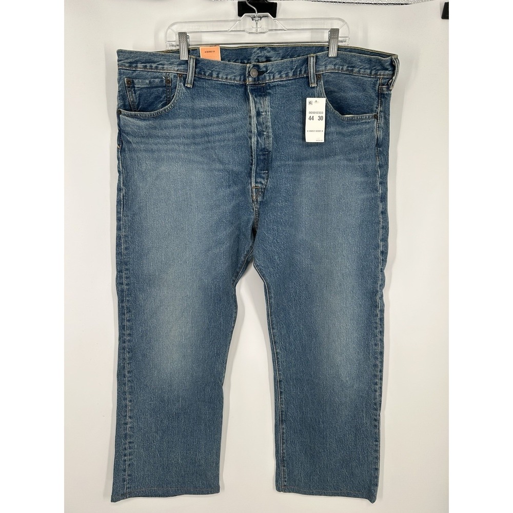 Levis 505 Jeans Regular Fit Straight Leg Stretch Medium Wash Blue Men Size 44x30